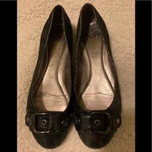 - Sofft silver black buckle flats